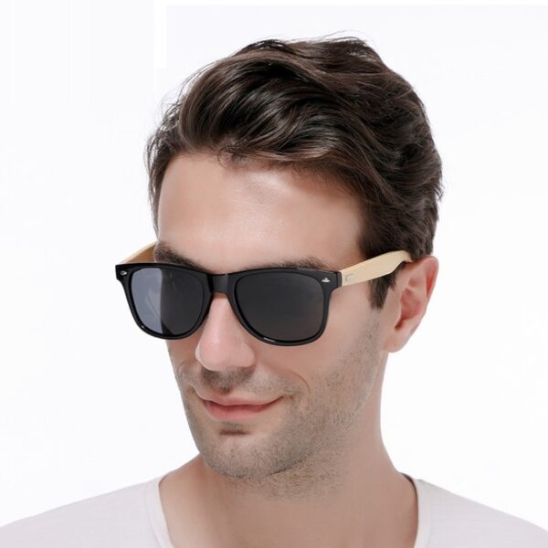 Fashionable Bamboo Wood Sunglasses Men Women Classic Square Vintage Driving Sun Glasses Black Fishing Eyewear UV400 Eyepieces 2