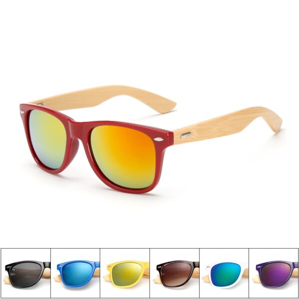Bamboo Wood Square Sunglasses Brand Design Men Women Coating Mirror Sun Glasses Retro Glasses UV400 Shades Gafas De Sol 1